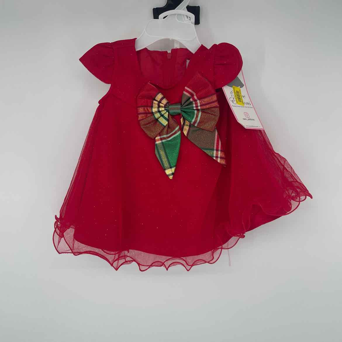 NEW! RARE EDITIONS RED DRESS 3-6 MOS