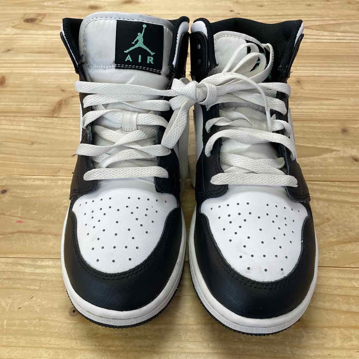 AIR JORDAN 1 MID GREEN GLOW SHOES 6Y