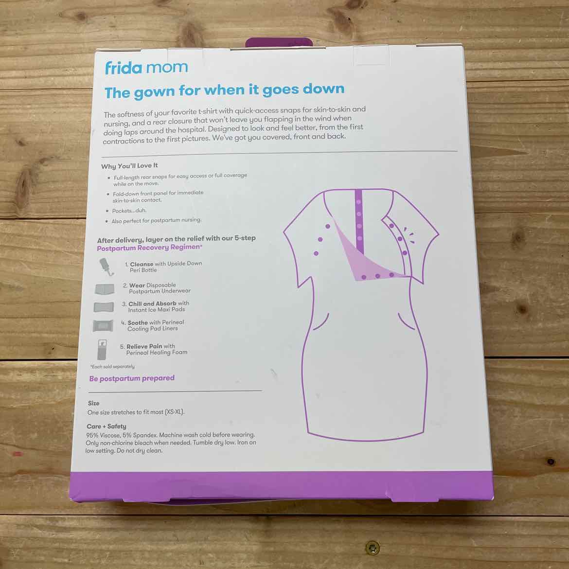 NEW! FRIDA MOM DELIVERY/NURSING GOWN OS