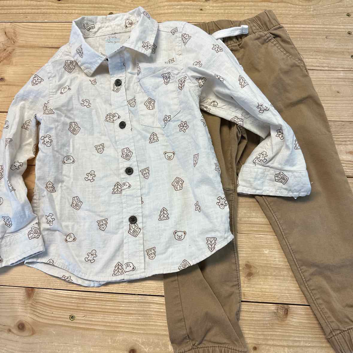 CAT & JACK TAN/BROWN CHRISTMAS OUTFIT 3T