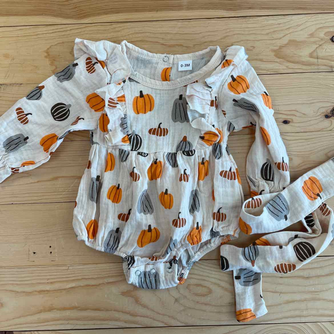 PUMPKIN BUBBLE/HEADBAND 0-3 MOS