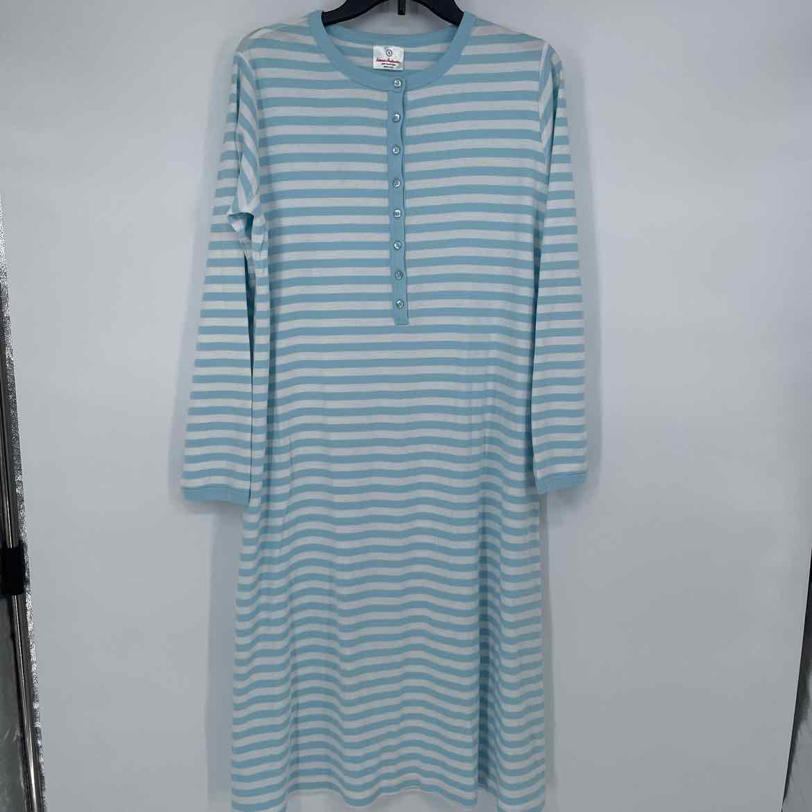 HANNA ANDERSSON BLUE STRIPED GOWN L