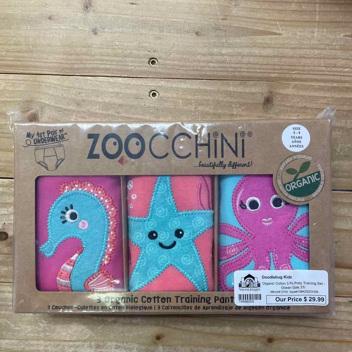 NEW! ZOOCCHINI 3 ORGANIC COTTON SEA TRAINING PANTS 3-4