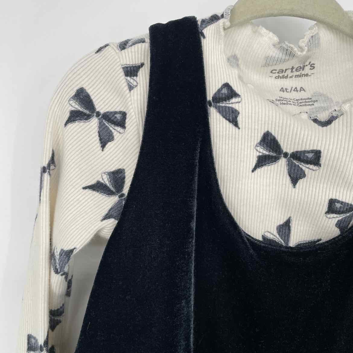 CARTERS BOW VELVET DRESS 4T