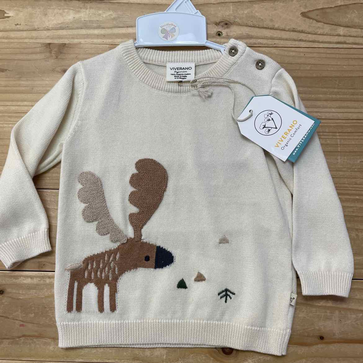 NEW! VIVERANO MOOSE SWEATER 6-12 MOS