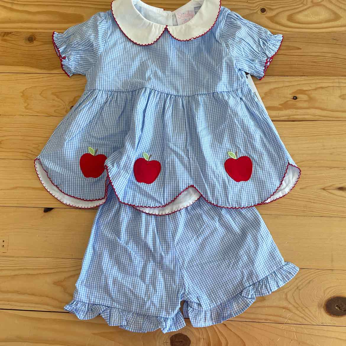 GINGHAM APPLE OUTFIT 3T