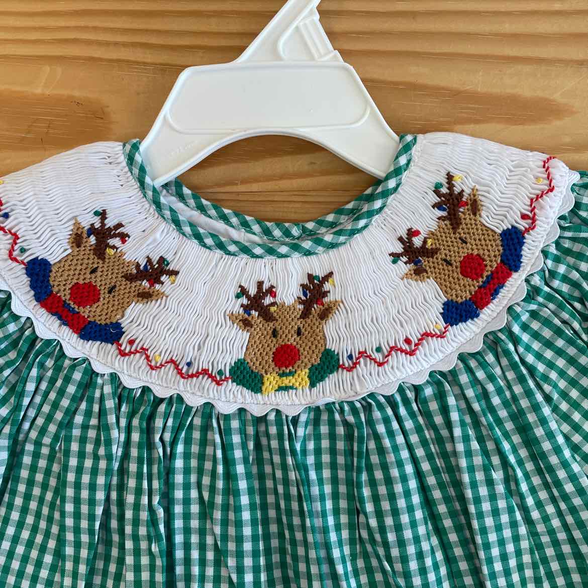 SMOCKED REINDEER DRESS 2T