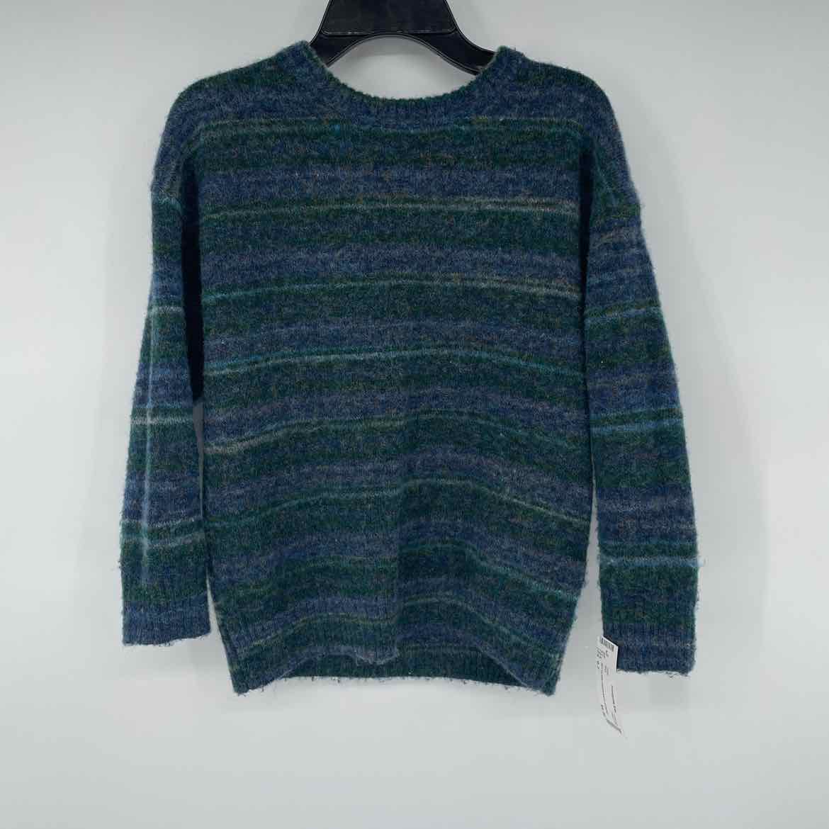 ART CLASS GREEN/NAVY STRIPED SWEATER 6-7
