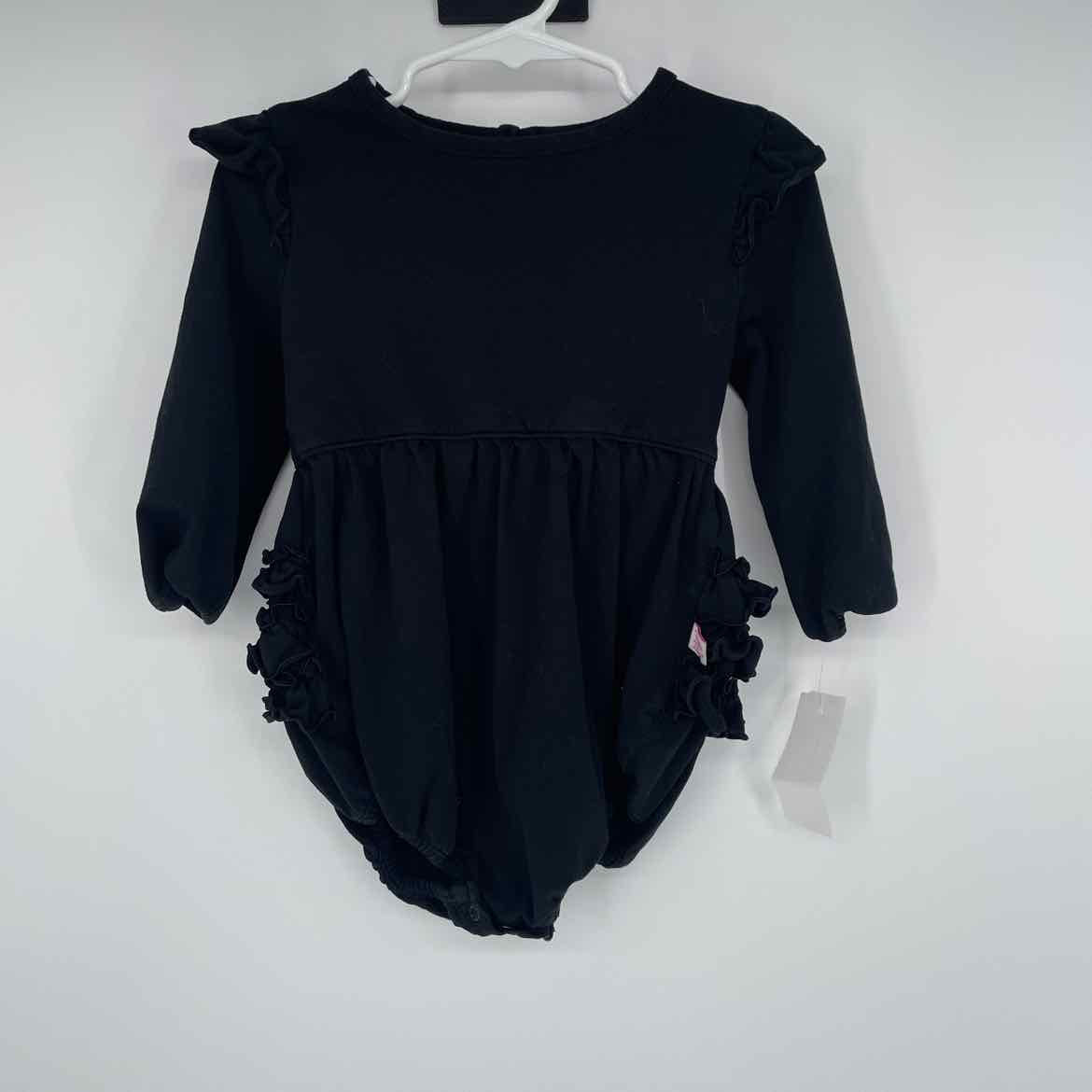 RUFFLE BUTTS BLACK BUBBLE 18-24 MOS