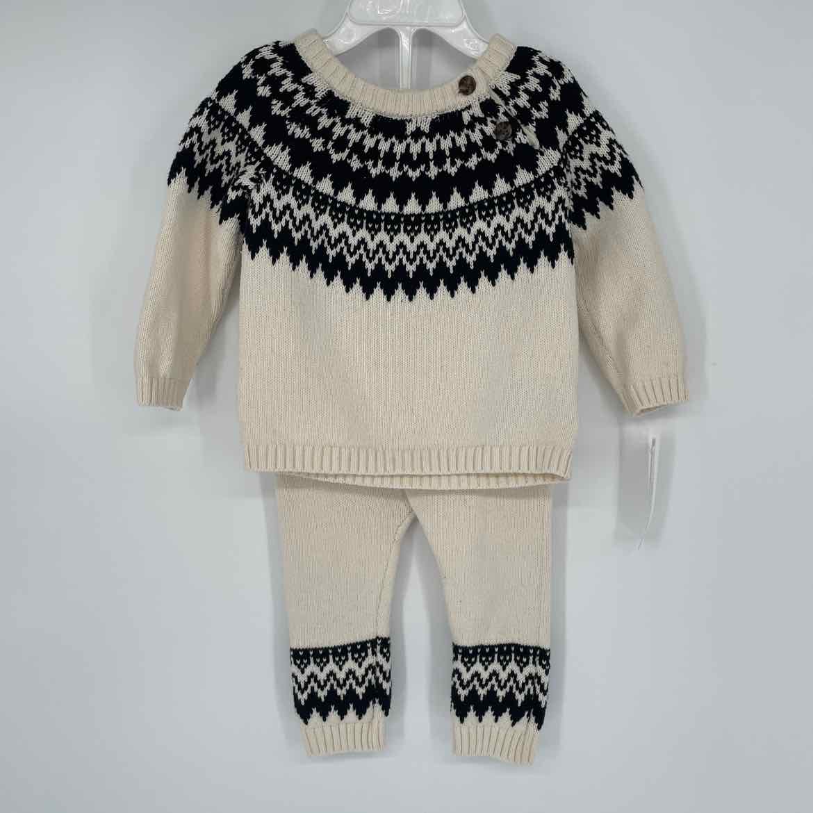 OLD NAVY CREAM/BLACK SWEATER 2PC 6-12 MOS