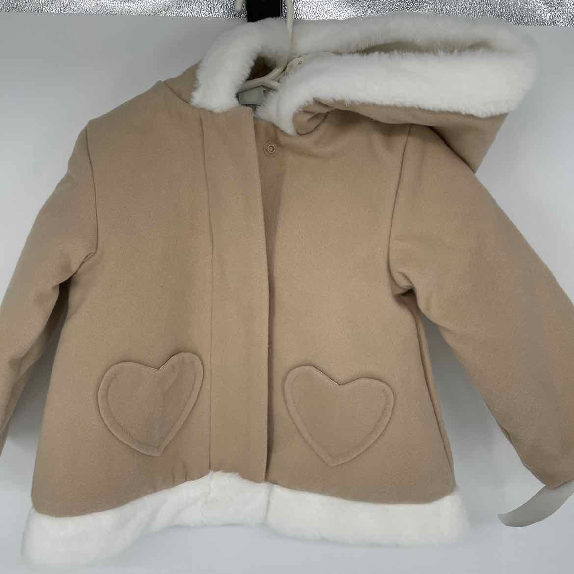 LITTLE ME TAN HOODED COAT 2T