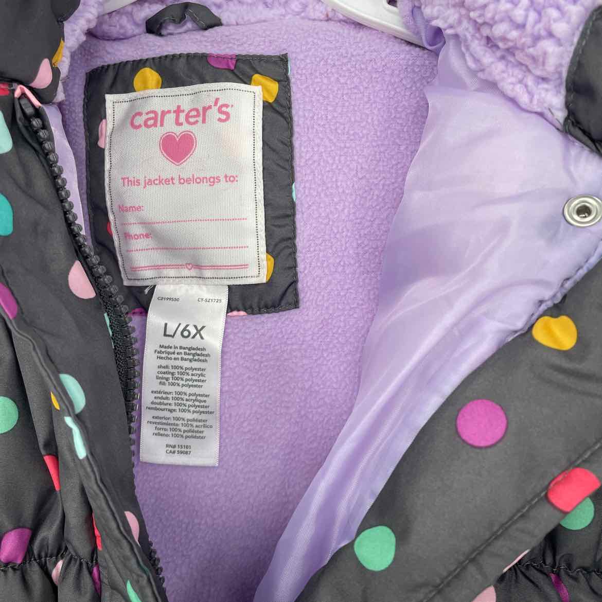 CARTER'S GREY DOT COAT 6X