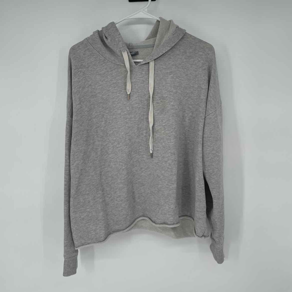 AERIE GRAY CROPPED HOODED SHIRT XL