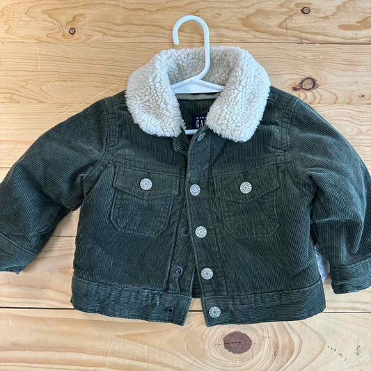 GAP GREEN CORD LINED BOMBER COAT 6-12 MOS