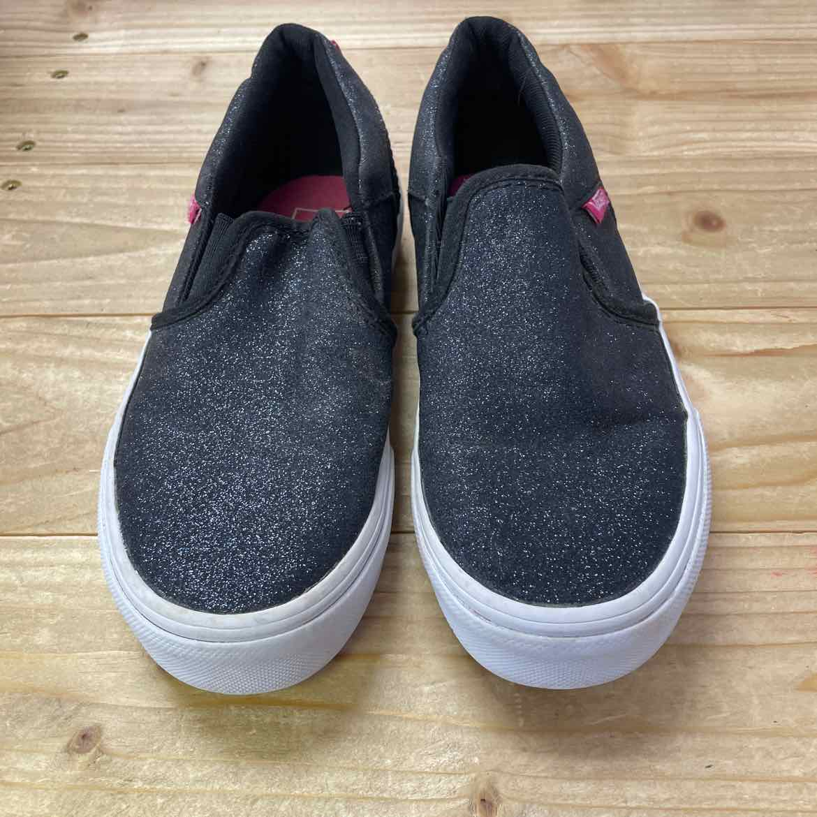VANS BLACK GLITTER SLIP-ON SHOES 13
