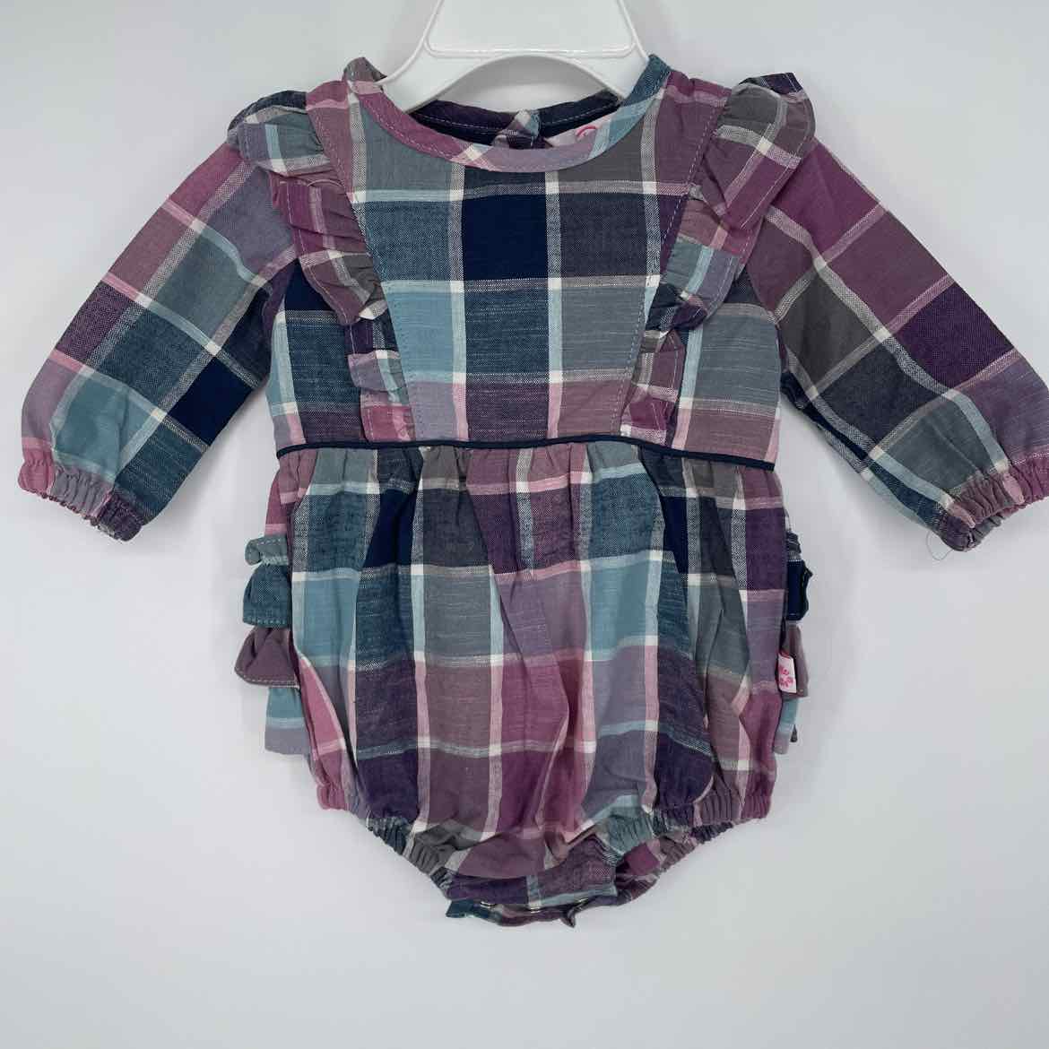 RUFFLE BUTTS PLAID BUBBLE 0-3 MOS