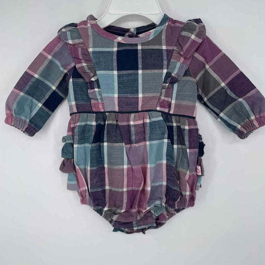 RUFFLE BUTTS PLAID BUBBLE 0-3 MOS