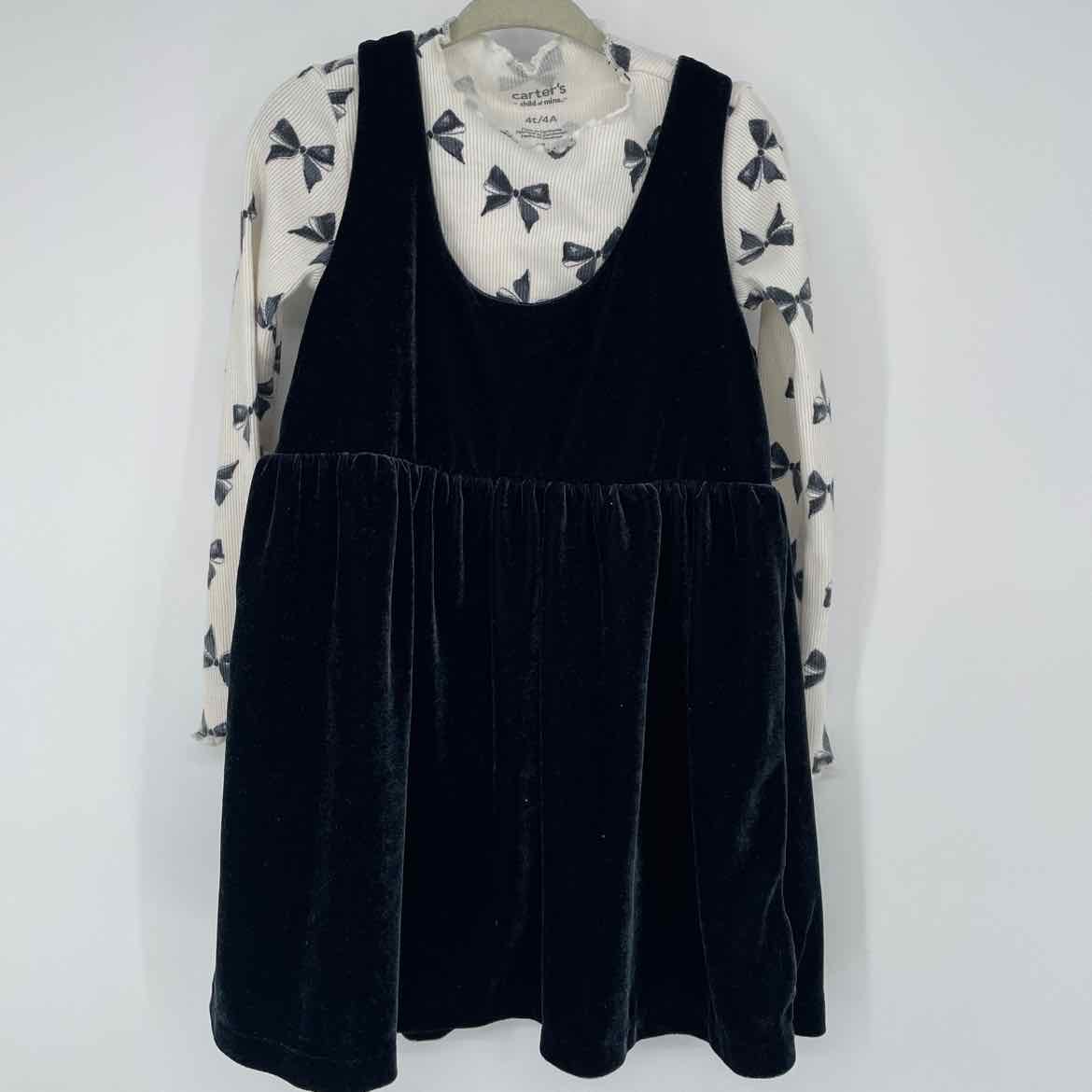 CARTERS BOW VELVET DRESS 4T