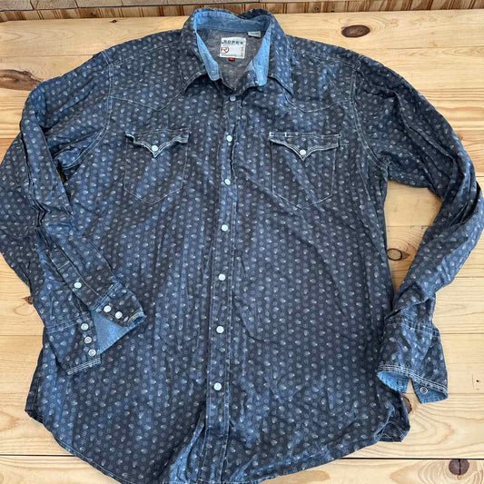 ROPER GRAY PEARL SNAP SHIRT L