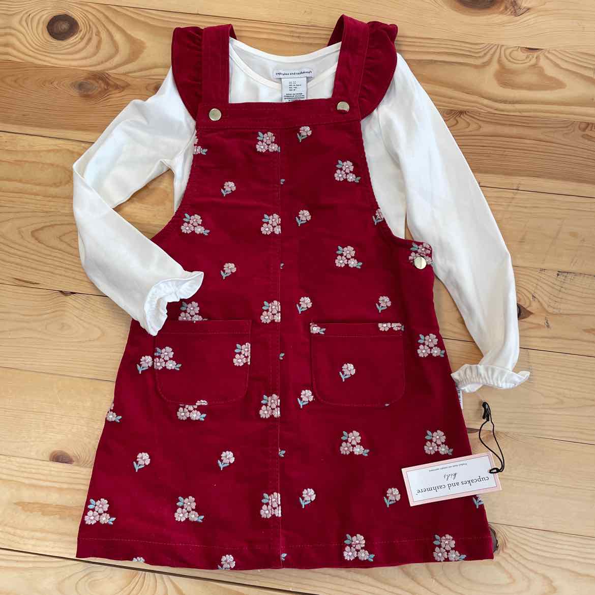 NEW! CUPCAKES AND CASHMERE RED FLORAL JUMPER/SHIRT 5T