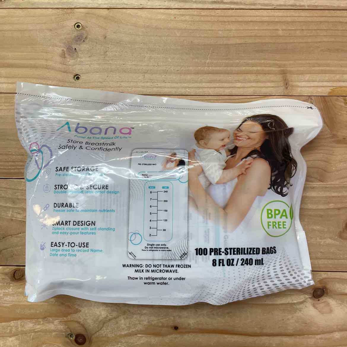 NEW! ABANA BREAST MILK STORAGE BAGS 100 CT
