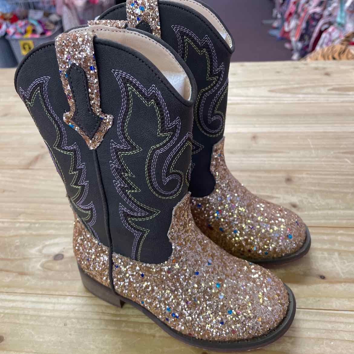 NEW! GOLD SPARKLE COWGIRL BOOTS 7