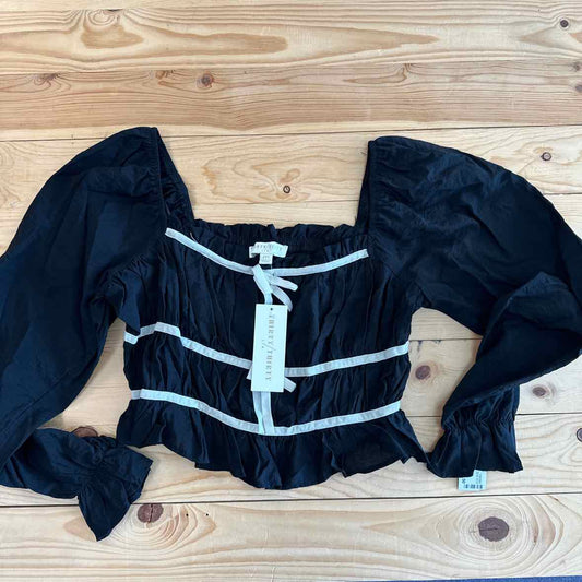 NEW! THIRTY-THIRTY BLACK BOW BLOUSE M