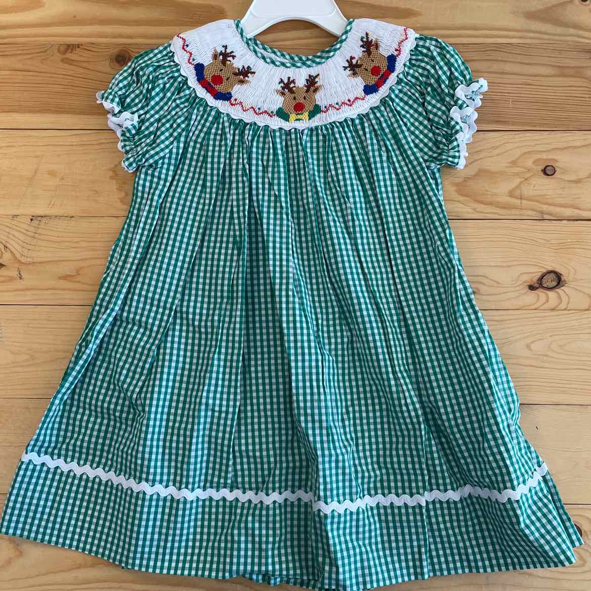 SMOCKED REINDEER DRESS 2T
