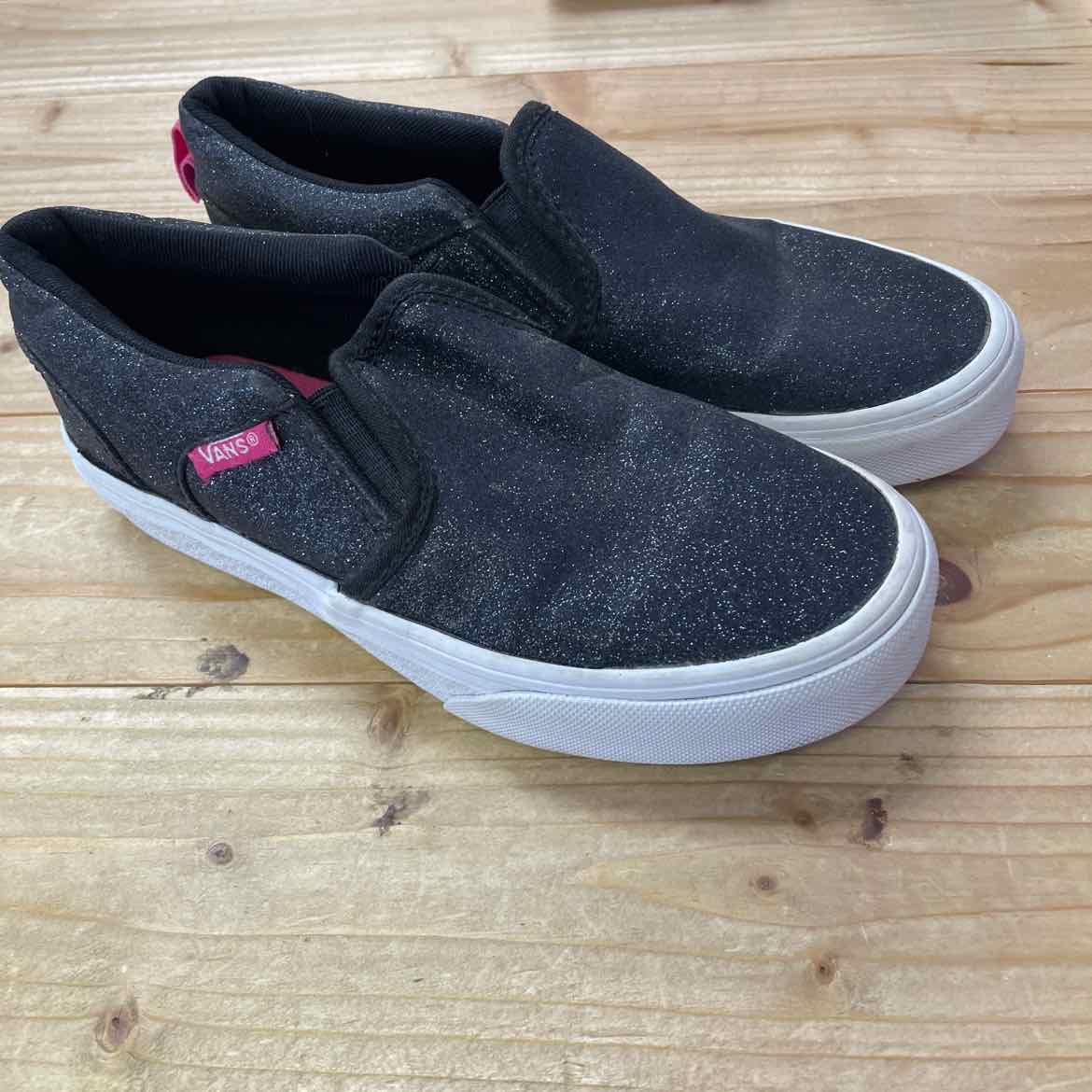 VANS BLACK GLITTER SLIP-ON SHOES 13