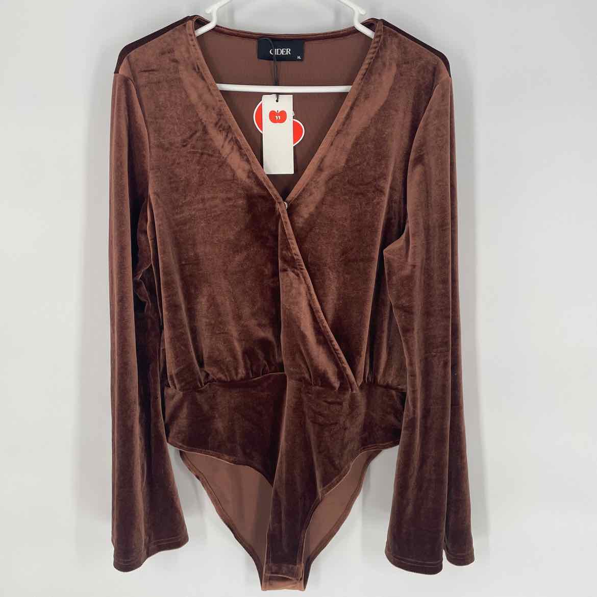 NEW! CIDER BROWN VELVET BODYSUIT XL