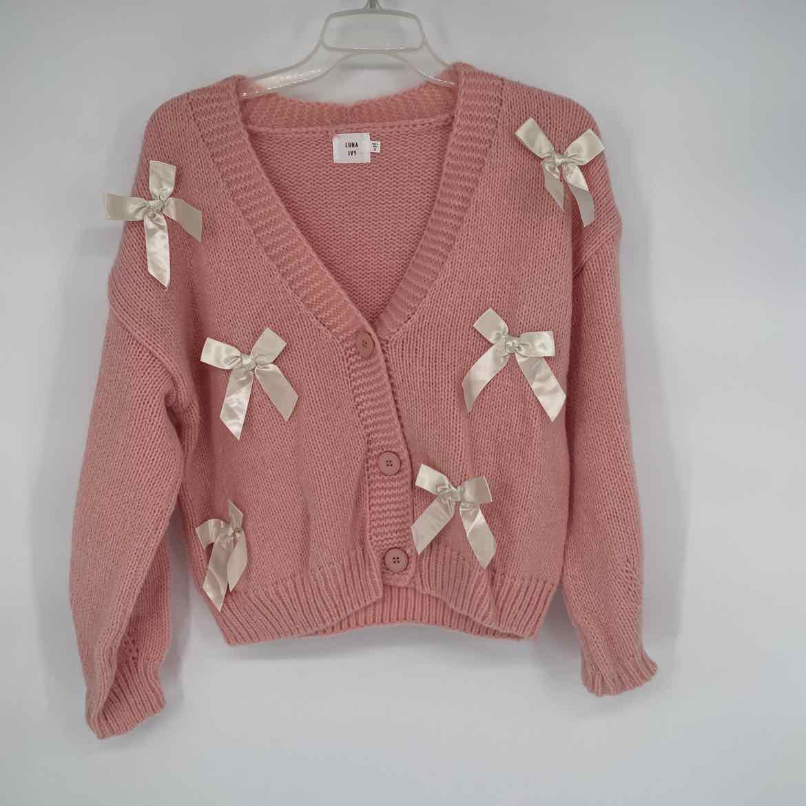 LUNA IVY PINK BOW CARDIGAN S