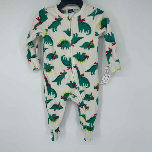 OLD NAVY SANTA DINO FLEECE SLEEPER 3-6 MOS