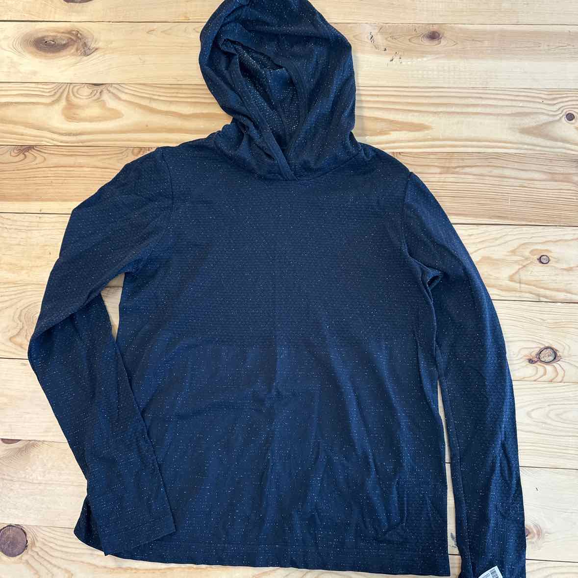 ATHLETA BLACK HOODED GOLD SPARKLE SHIRT 8