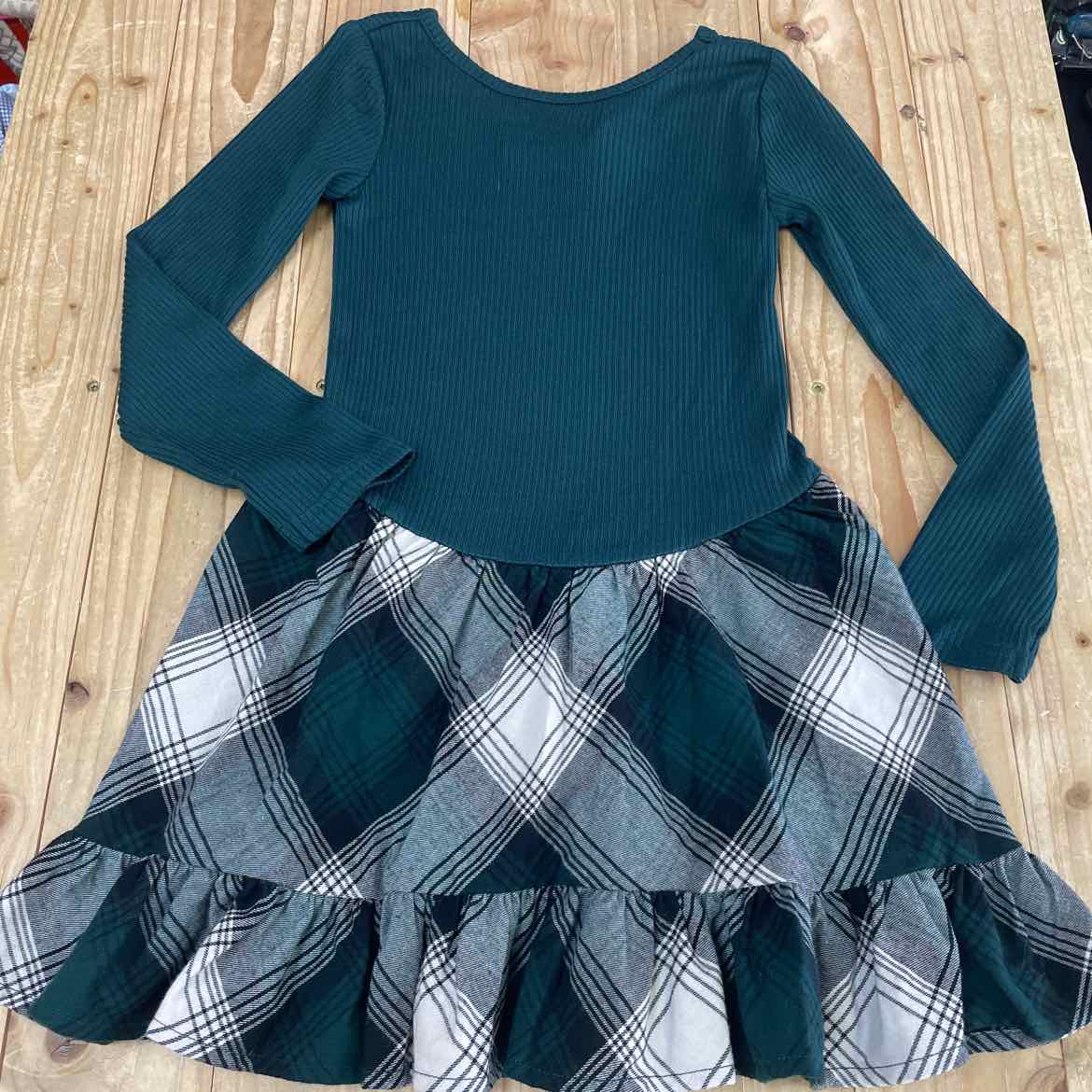 TCP GREEN RIBBED/PLAID DRESS 5-6