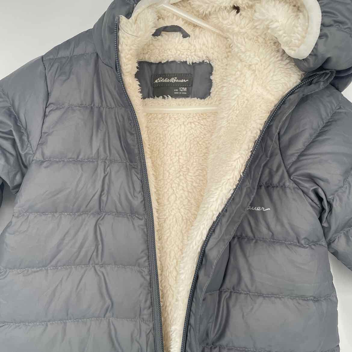 EDDIE BAUER GREY FLEECE LINED SNOW SUIT 12 MOS