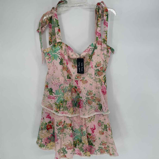 NEW! PINK EYELET FLORAL DRESS L