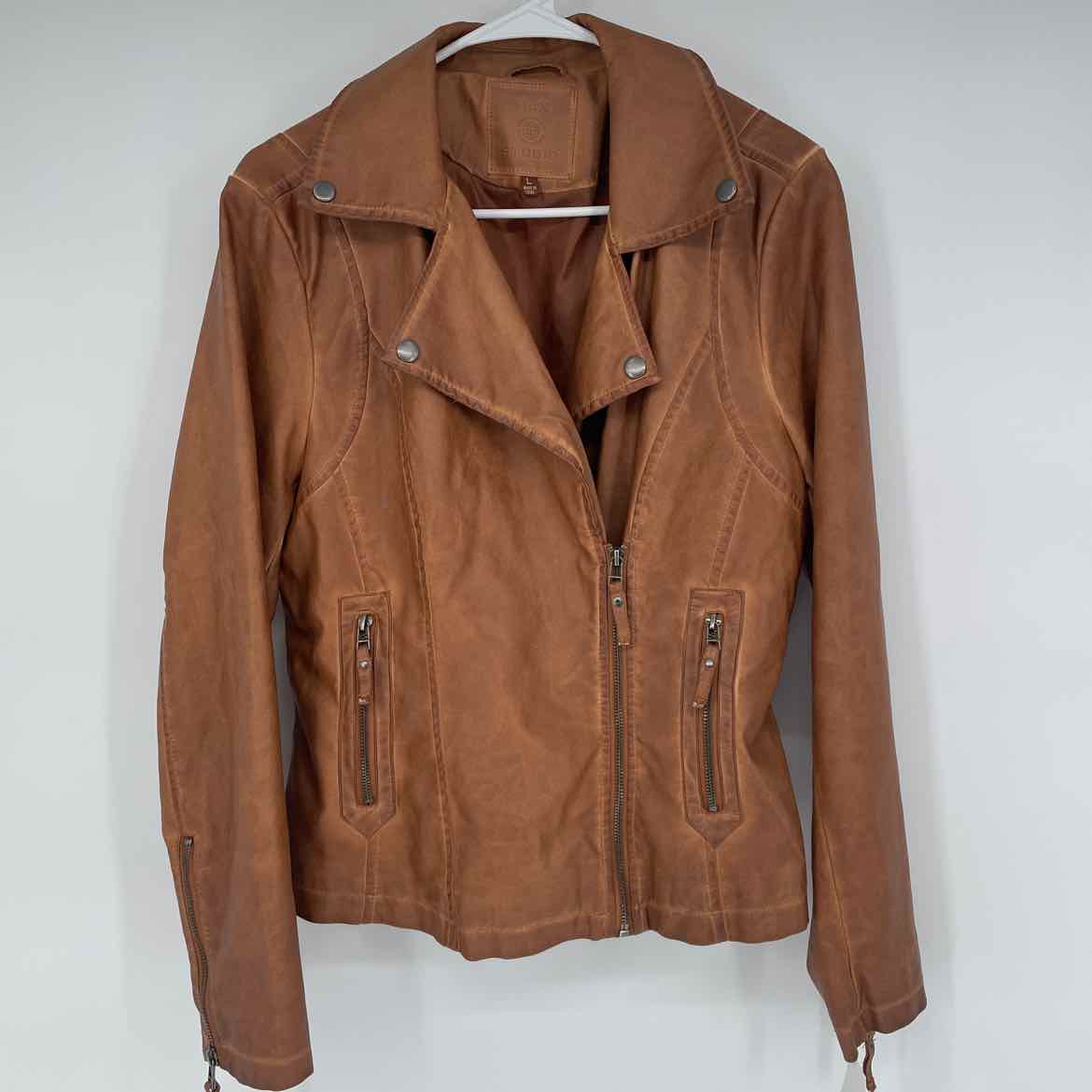 MAX STUDIO FAUX LEATHER JACKET L