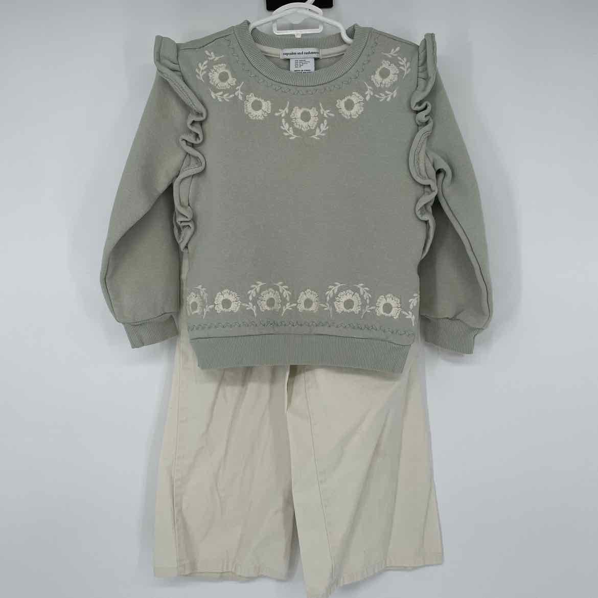 CUPCAKES CASHMERE GREEN/CREAM OUTFIT 4T