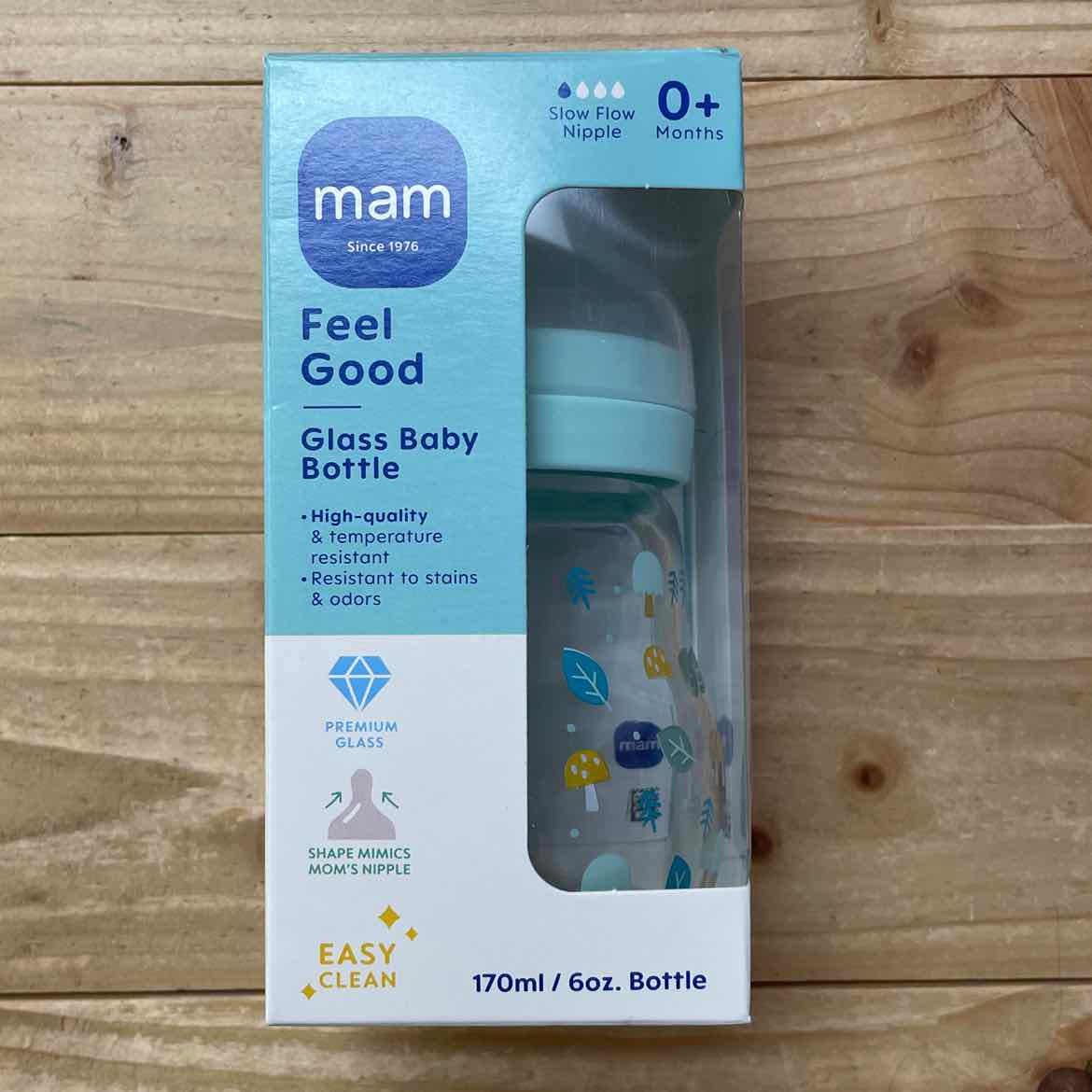 NEW! MAM FEEL GOOD GLASS BOTTLE 6OZ