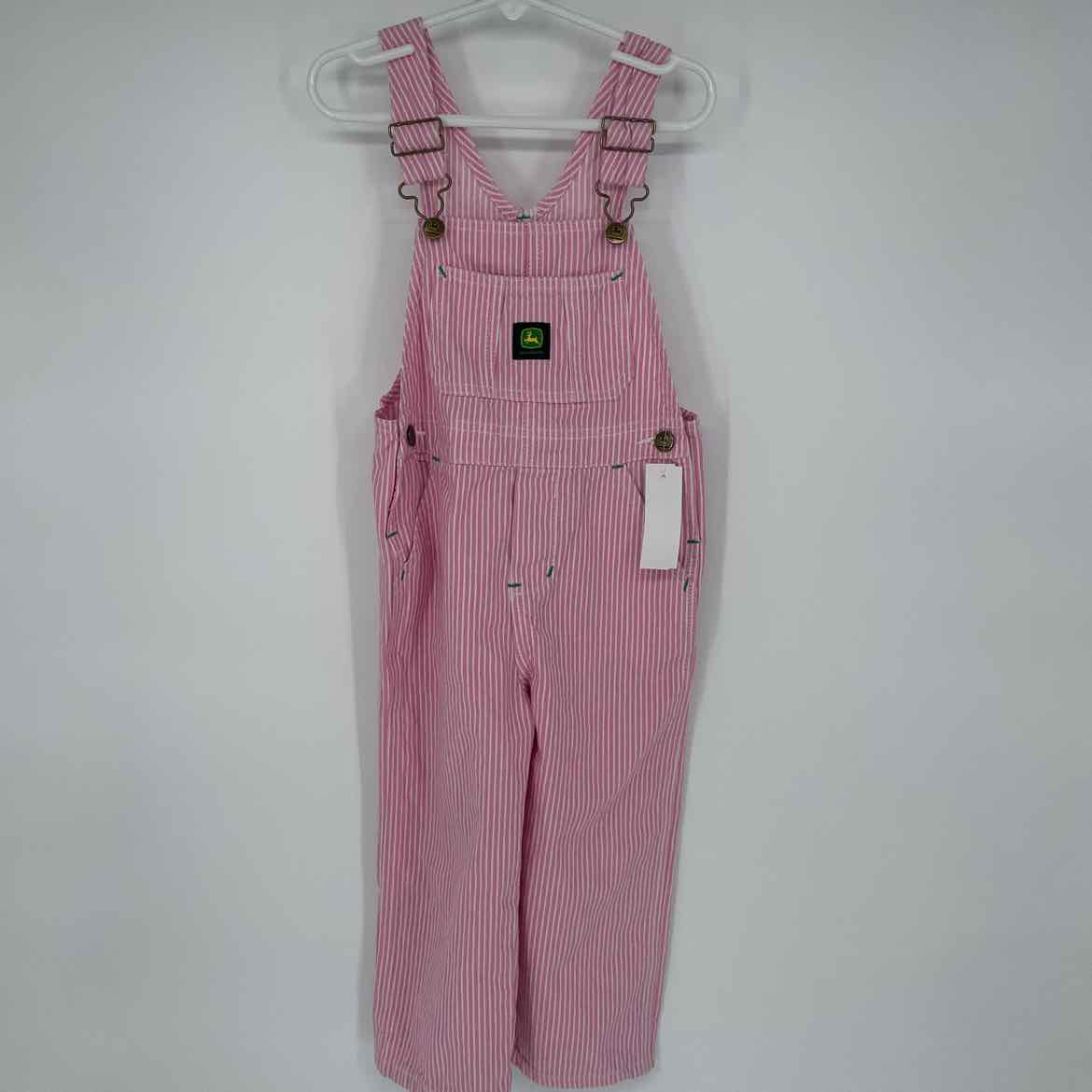 JOHN DEERE PINK STRIPED OVERALLS 4T