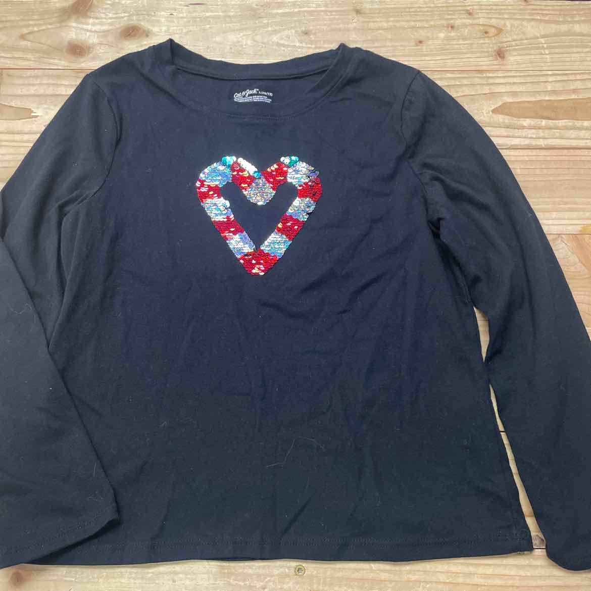 CAT & JACK BLACK CANDY CANE SHIRT 10-12