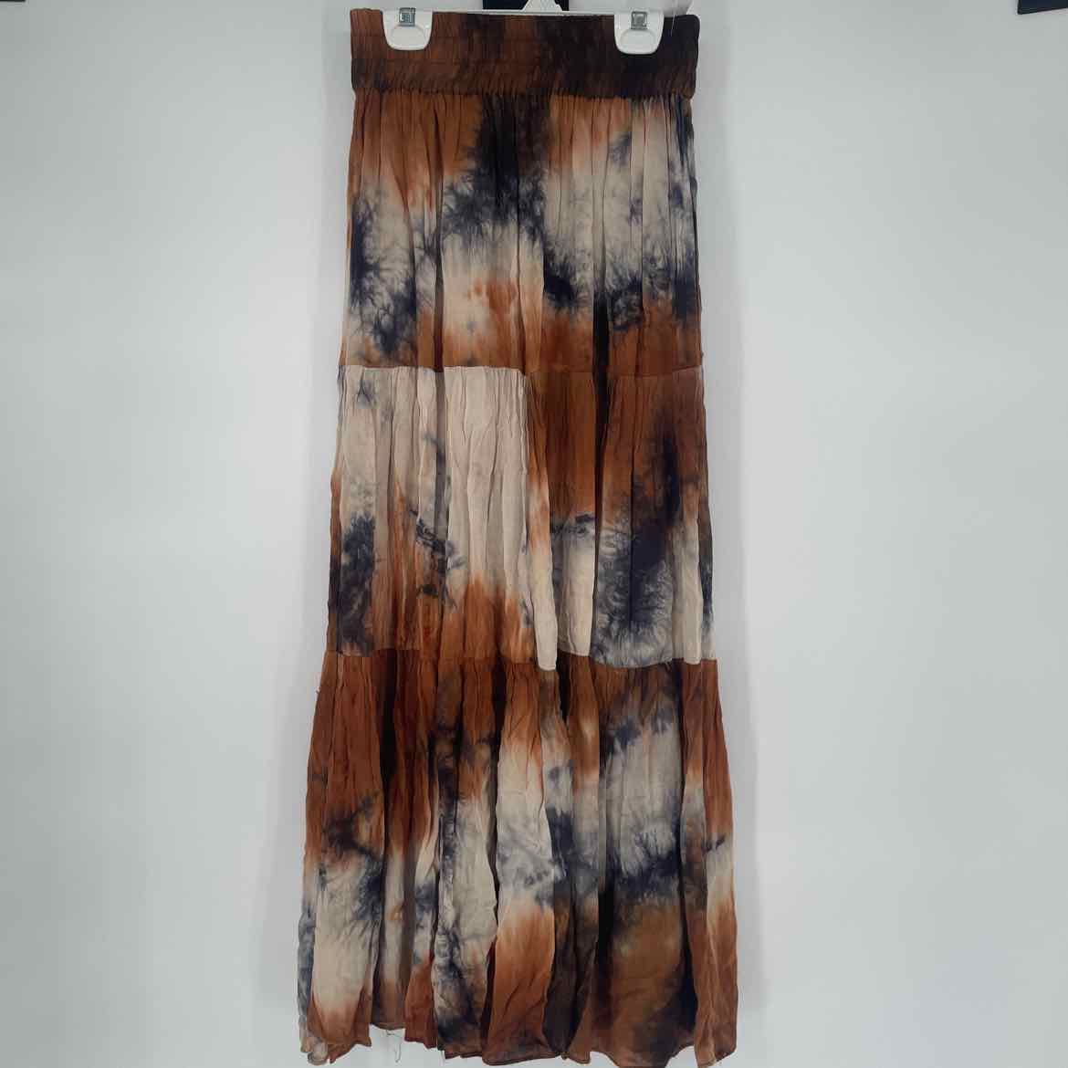 EE:SOME BROWN TIE DYED SKIRT S