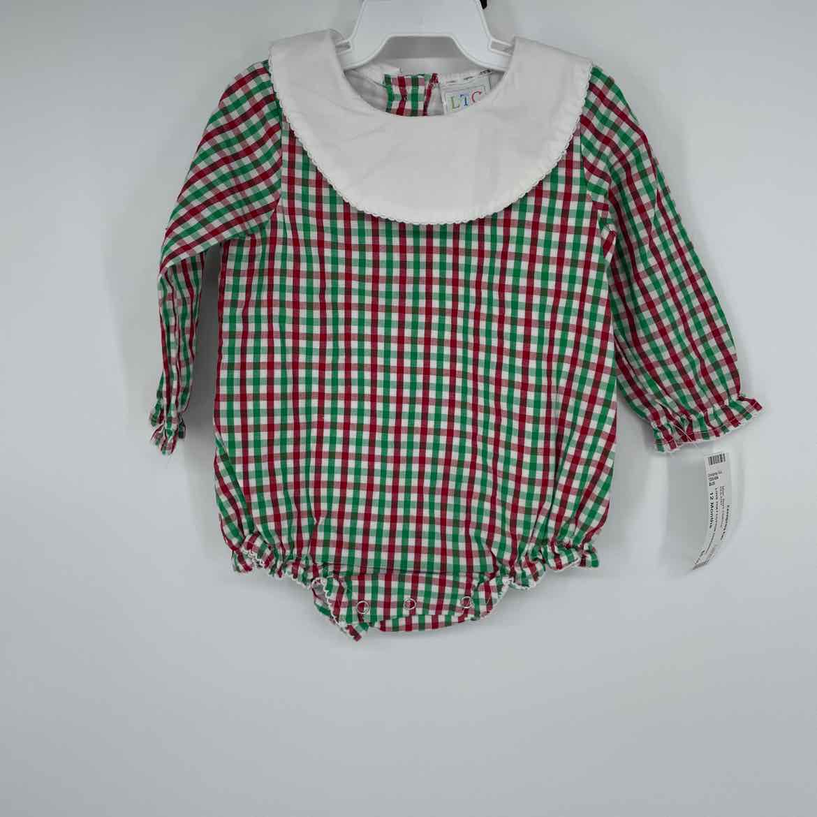 LOVE THAT COTTON GREEN/RED PLAID 1PC 12 MOS