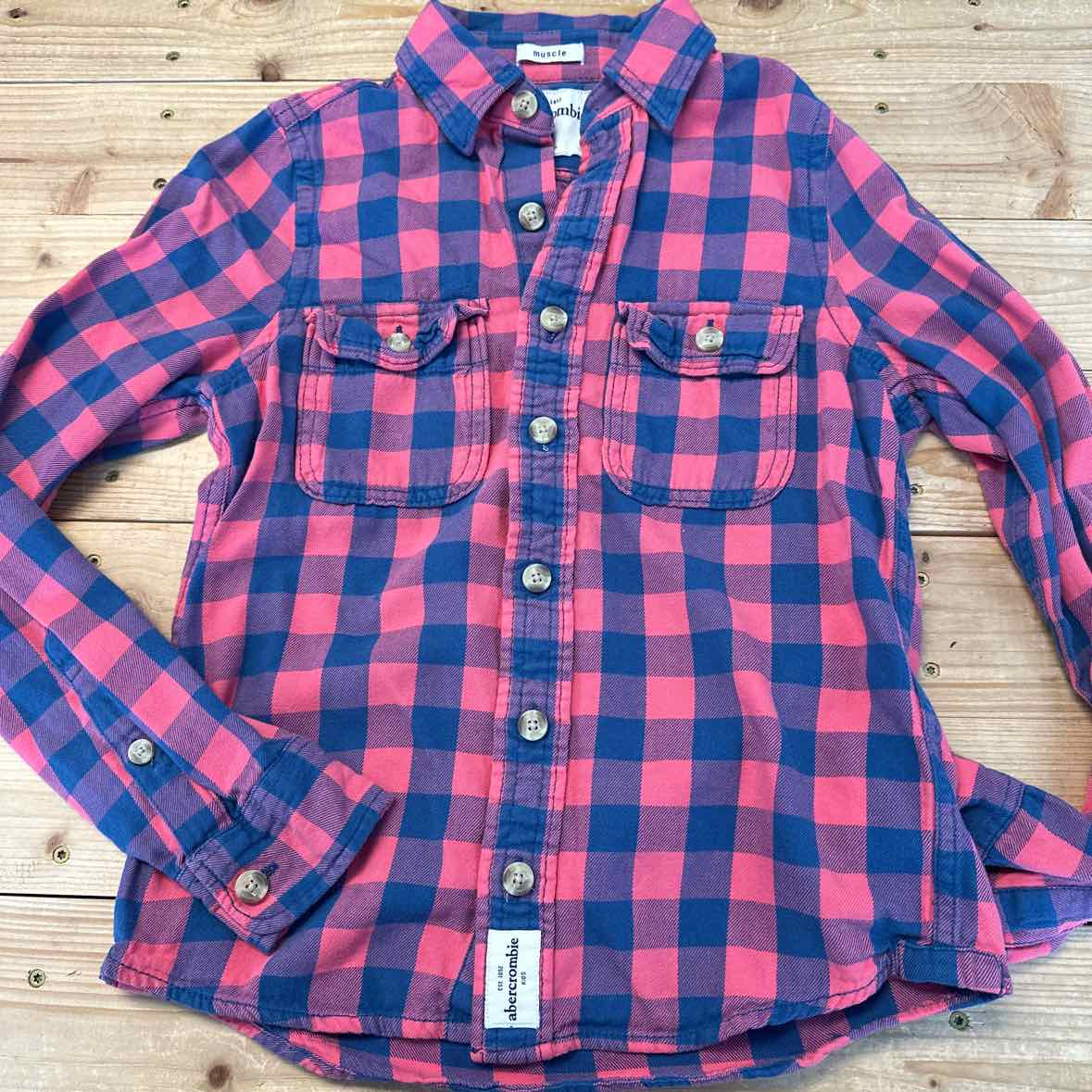ABERCROMBIE PINK PLAID SHIRT M