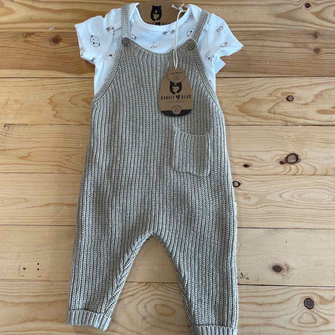 NEW! RABBIT + BEAR PUPPY OVERALLS 3-6 MOS