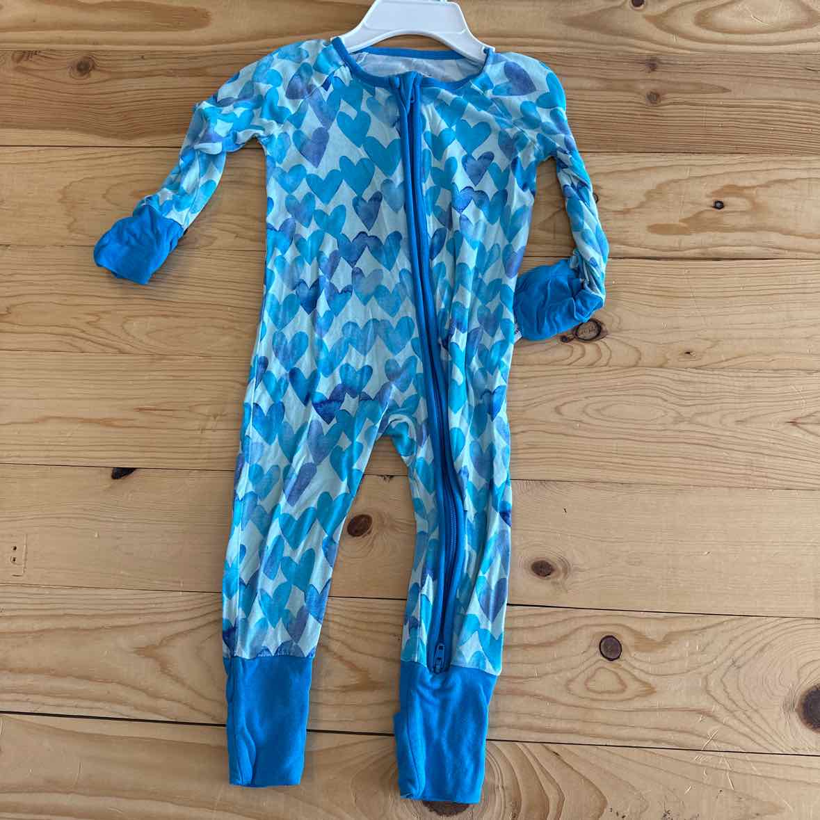 LITTLE SLEEPIES BLUE HEART BAMBOO SLEEPER 3-6 MOS