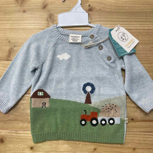 NEW! VIVERANO FARM SWEATER 3-6 MOS