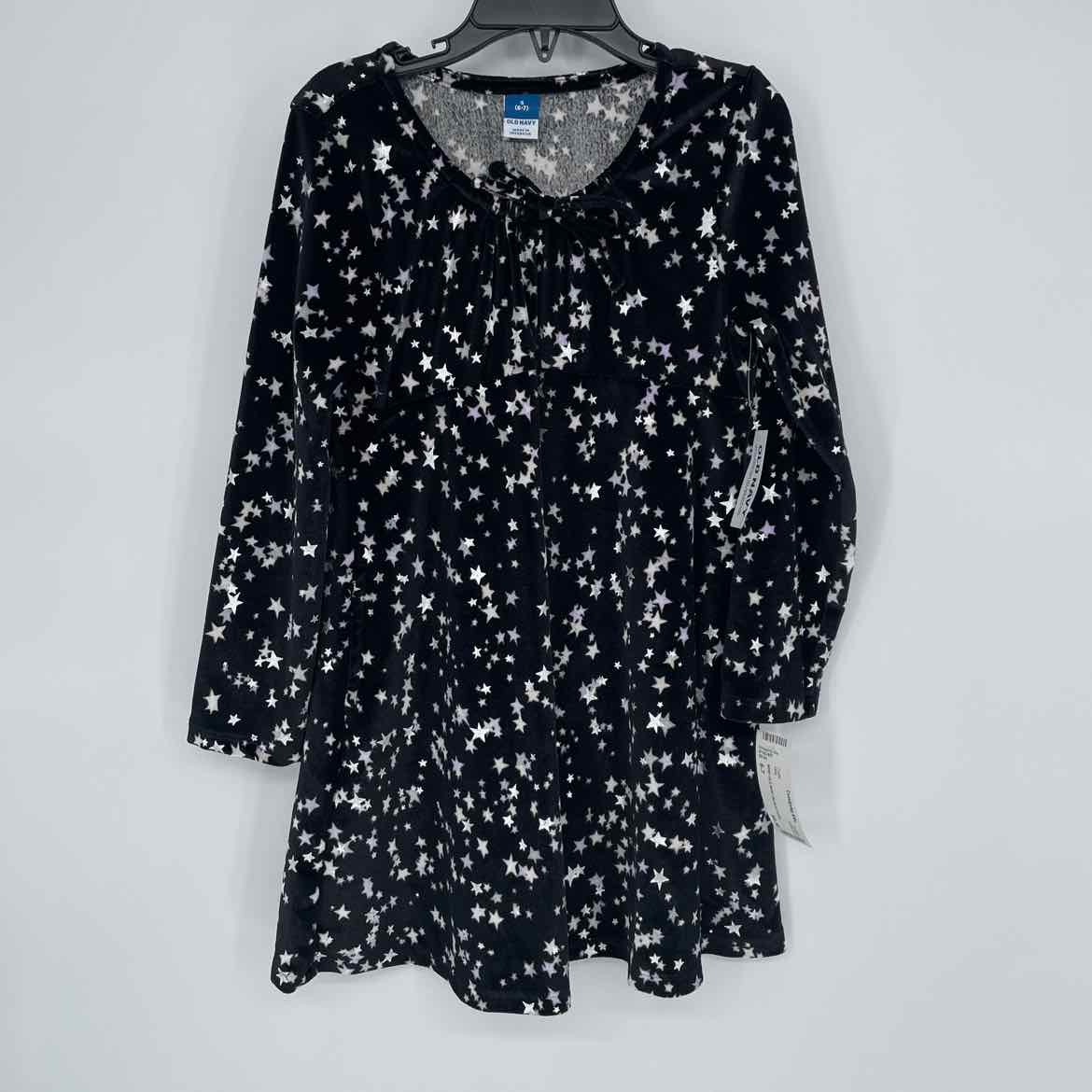 NEW! OLD NAVY BLACK STAR VELVET DRESS 6-7