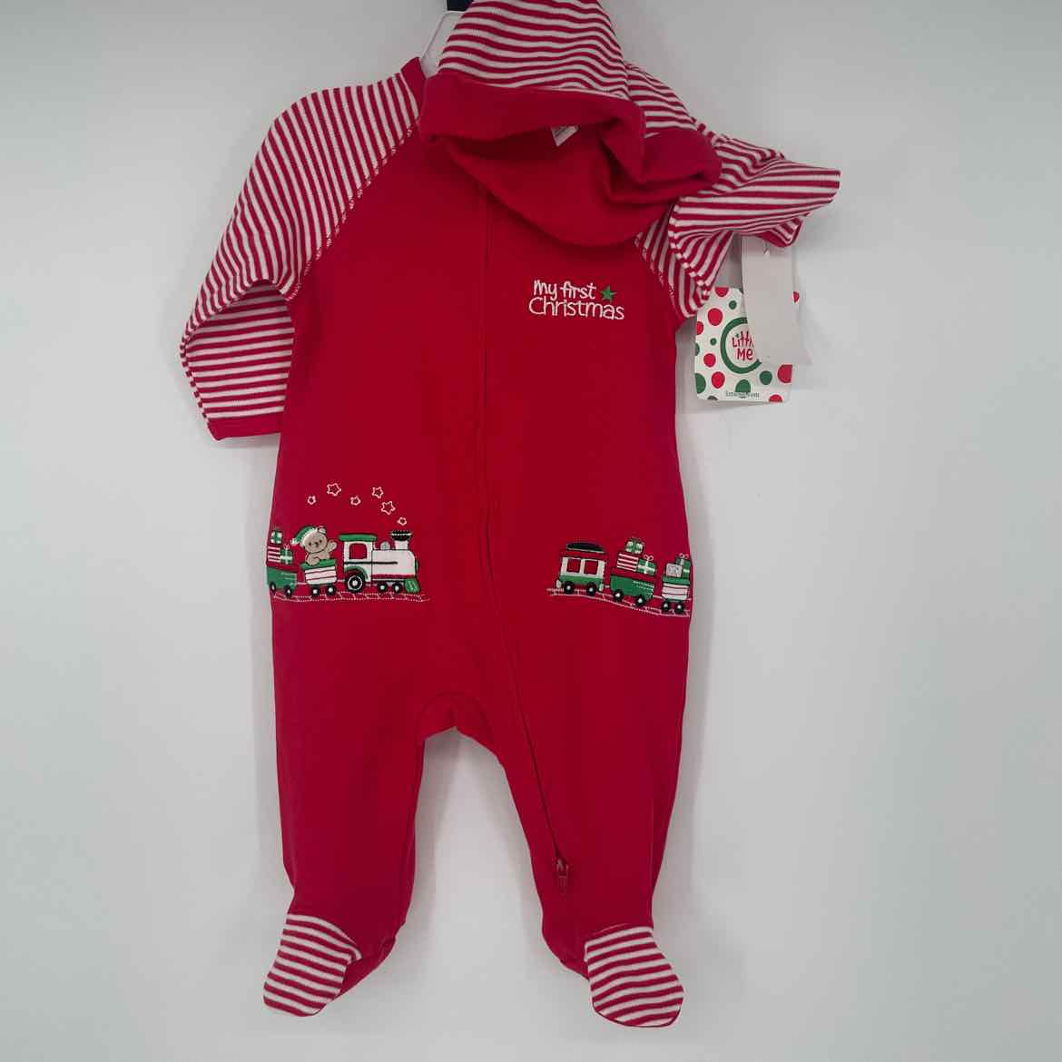 NEW! LITTLE ME 1ST CHRISTMAS SLEEPER/HAT 3 MOS