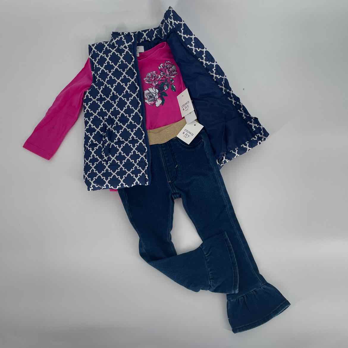NEW! CROWN IVY NAVY PINK 3 PC